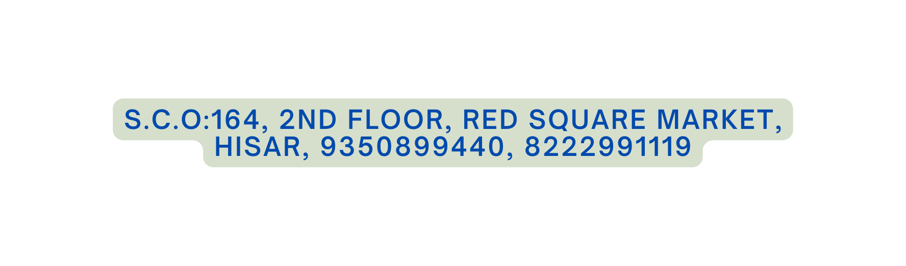 S C O 164 2ND FLOOR RED SQUARE MARKET HISAR 9350899440 8222991119